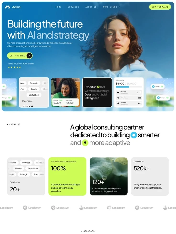 Aeline website design reference